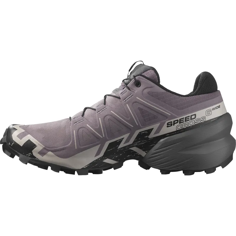 Salomon Speedcross 6 Wide Women's Trail Running Shoe in Moonscape/Black/Ashes Of Roses-3